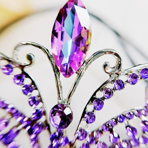 Purple Masquerade Ball Mask, Wedding Mask, Lavender Crystal Mask, Silver Mask - Picture 5 of 9